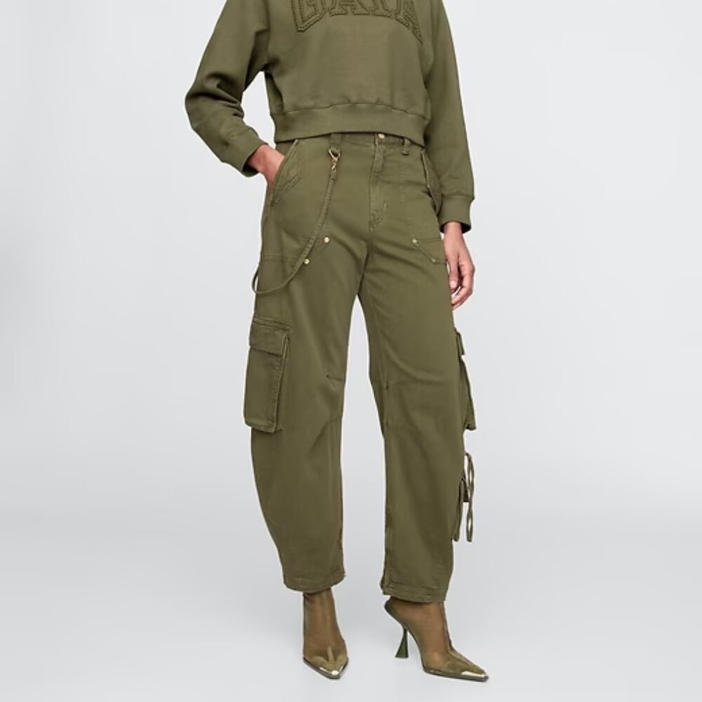 NWT Cult Gaia x Gap high rise cargo barrel baggy tapered leg ankle cropped pants